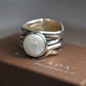 Silpada Sterling Silver and Coin Pearl "Mermaid" Ring Size 7